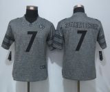 Women New Pittsburgh Steelers 7 Roethlisberger Gray Gridiron Gray Limited Jersey