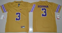 NCAA LSU Tigers #3 Odell Beckham Jr. College Football Limited Throwback Kids Gold Jersey