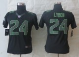 Women Nike Seattle Seahawks 24 Lynch Impact Limited Black Jerseys