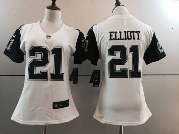 NFL Dallas Cowboys #21 Elliott White Color Rush Women Jersey