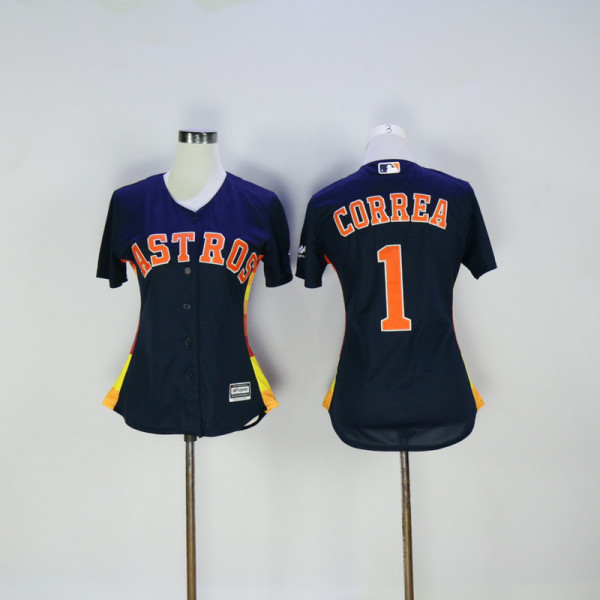 MLB Houston Astros #1 Correa Blue Women Jersey