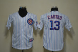 MLB Chicago Cubs #13 Castro Kids Blue Strip Jersey - White