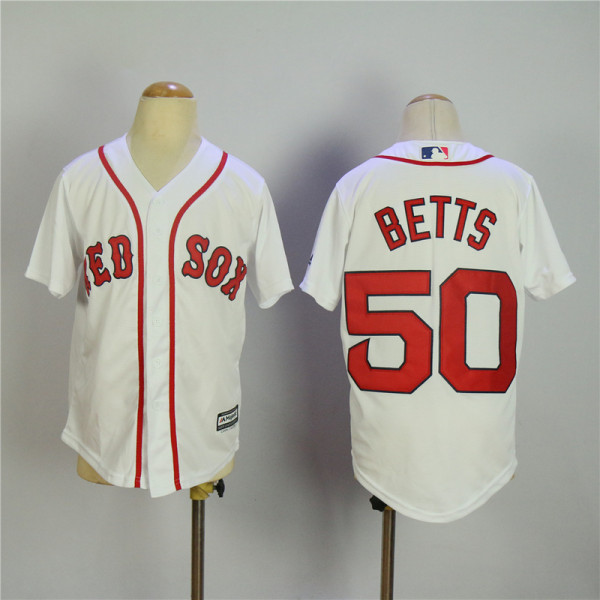 Kids MLB Boston Red Sox #50 Betts White Jersey