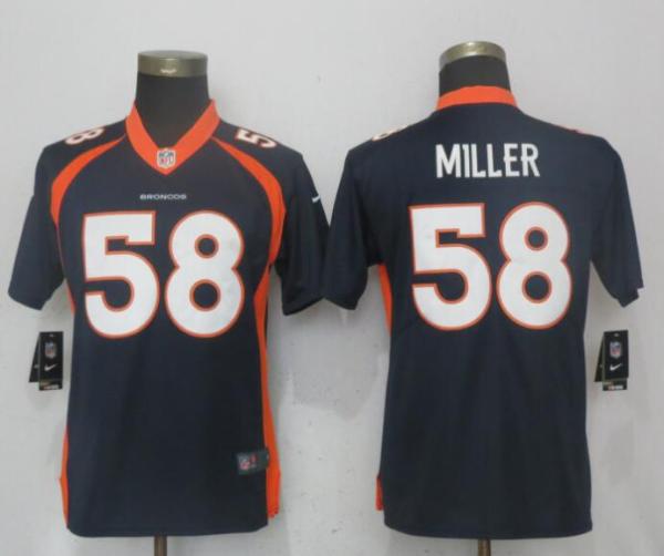 Womens Nike Denver Broncos #58 Miller Blue 2017 Vapor Untouchable Elite Jersey