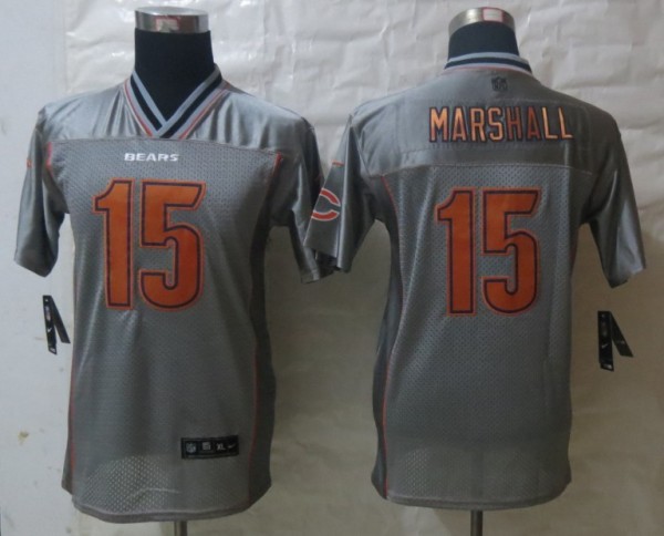 Youth 2013 NEW Nike Chicago Bears 15 Marshall Grey Vapor Elite Jerseys