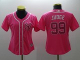 Womens MLB New York Yankees #99 Judge Pink Jersey