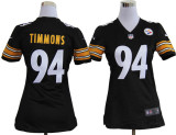 #94 Lawrence Timmons Black Pittsburgh Steelers women NIKE jersey