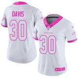 Women NFL Denver Broncos #30 Davis White Pink Color Rush Jersey