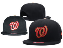 MLB Washington Nationals Black Color Snapback Hats--GS