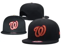 MLB Washington Nationals Black Color Snapback Hats--GS