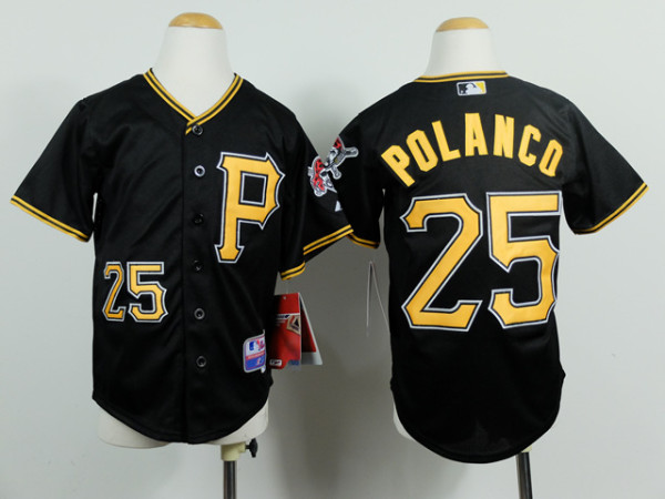 MLB Pittsburgh pirates #25 Polanco Black Youth Jersey