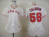 Women MLB Los Angeles Angels #56 Calhoun White Jersey