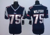 Nike New England Patriots #75 Wilfork Blue Women Jersey