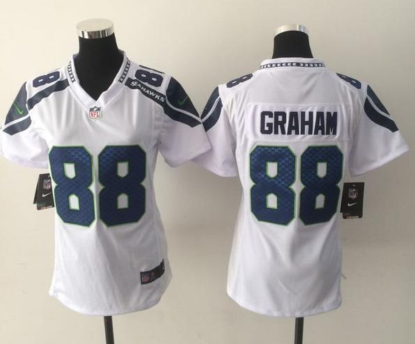 Nike Seattle seahawks #88 Graham White Women jersey