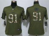 Women Nike Philadelphia Eagles 91 Cox Green Salute To Service Limited Jersey