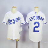 MLB Kansas City Royals #2 Escobar White Youth Jersey