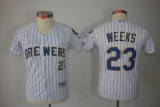 Milwaukee Brewers #23 Weeks White Kids Jersey