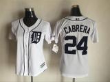 Womens MLB Detroit Tigers #24 Cabrera White Majestic Jersey