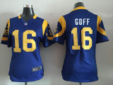 Women New Nike Los Angeles Rams 16 Goff Blue Limited Jersey