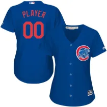 Majestics MLB Chicago Cubs Custom Blue Women Jersey