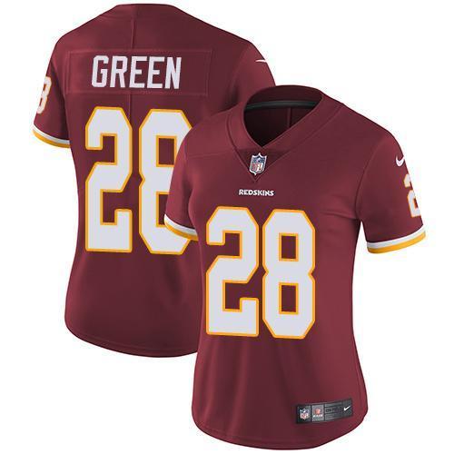 Womens Washington Redskins #28 Green Red Jersey