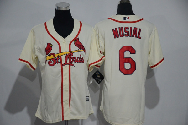 Women St.Louis Cardinals #6 Musial Cream 2015 MLB Jersey