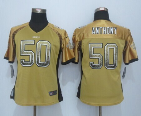 Women New Nike New Orleans Saints 50 Anthony Drift Fashion Gold Elite Jerseys