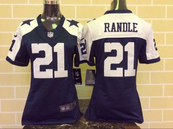 Nike Dallas Cowboys #21 Randle Thanksgiving Blue Women Jersey