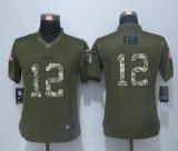 Womens NFL Seattle Seahawks #12 Fan Salute for Service Green Jersey