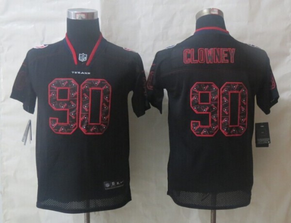 Youth 2014 New Nike Houston Texans 90 Clowney Lights Out Black Elite Jerseys