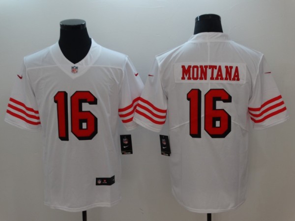 Men's San Francisco 49ers #16 Montana Nike White Color Rush Vapor Untouchable Limited Player Jersey