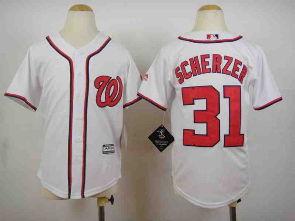 Kids MLB Washington Nationals #31 Scherzer White New Jersey