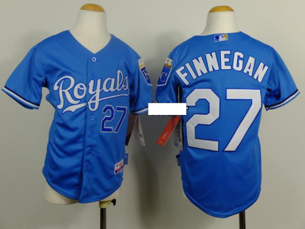 MLB Kid Jerseys Kansas Royals #27 finnegan blue Jersey