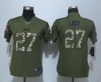 Womens NFL Green Bay Packers #27 Lacy Salute for Service Green Jersey