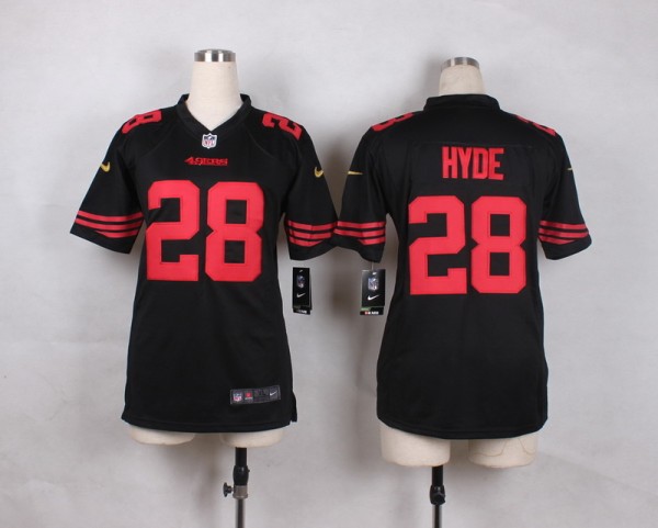 Nike NFL San Francisco 49ers #28 Hyde Black Alternate Women Jersey