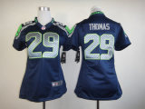 Nike Seattle seahawks #29 Thomas Women Blue Jersey