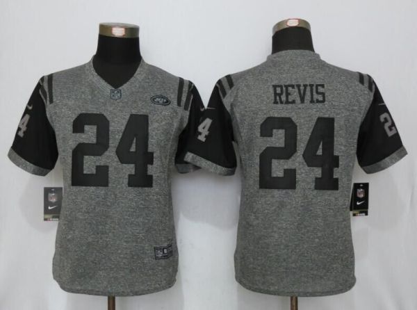 Women Nike New York Jets 24 Revis Gray Stitched Limited Jersey