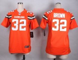 Nike Cleveland Browns #32 Brown Orange Women Jersey