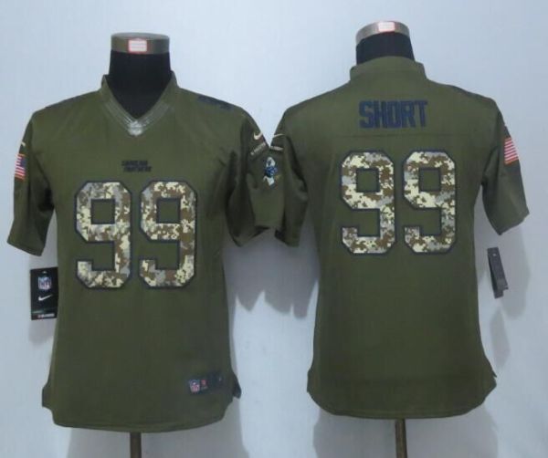 Women Nike Carolina Panthers #99 Short Green Salute To Service Limited Jersey