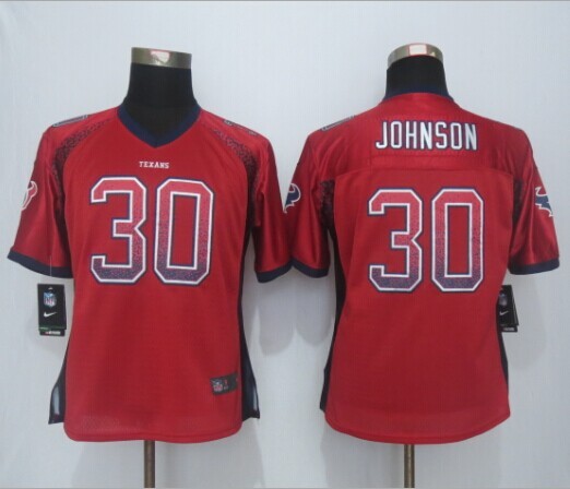 Women 2013 NEW Nike Houston Texans 30  Johnson Drift Fashion Red Elite Jerseys