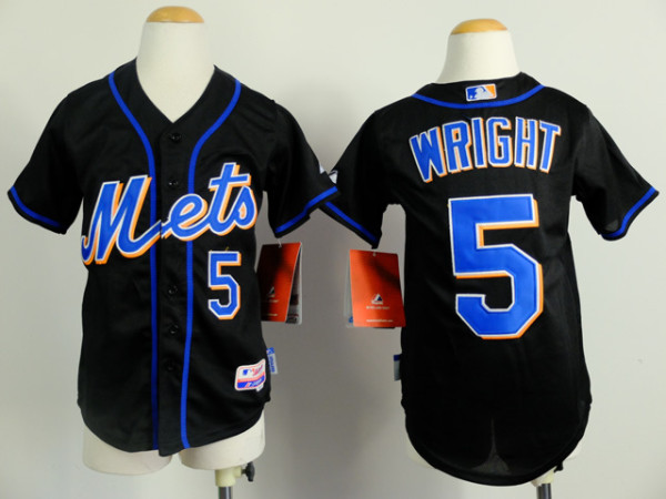 MLB New York Mets #5 Wright Black Youth Jersey