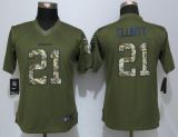 Wonen New Nike Dallas Cowboys 21 Elliott Green Salute To Service Limited Jersey