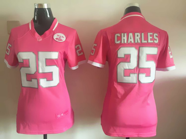 Womens NFL Kansas City Chiefs #25 Charles Pink Bubble Gum Jersey