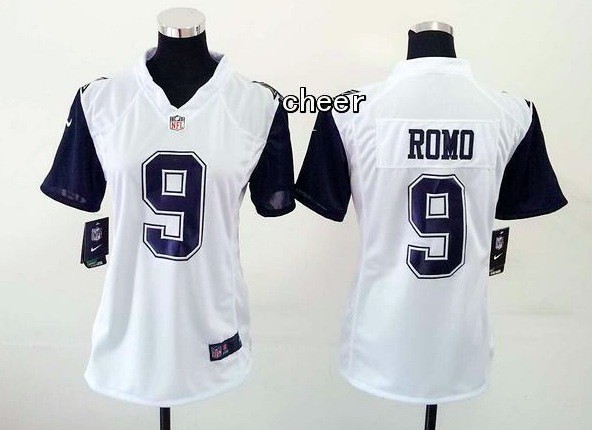 NFL Dallas Cowboys #9 Romo White Women Jersey