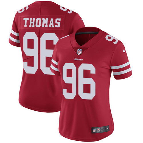 Womens San Francisco 49ers #96 Thomas Red Jersey