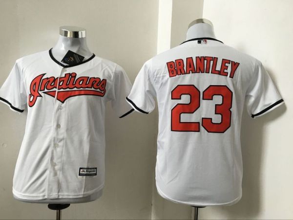 MLB Cleveland Indians #23 Brantley White Kids Jersey