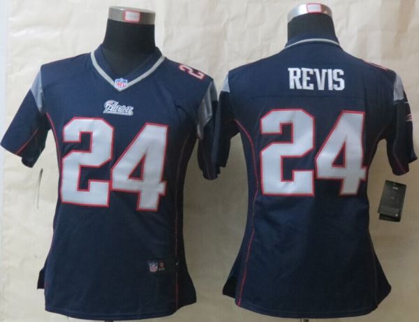 Women Nike New England Patriots 24 Revis Blue Game Jerseys