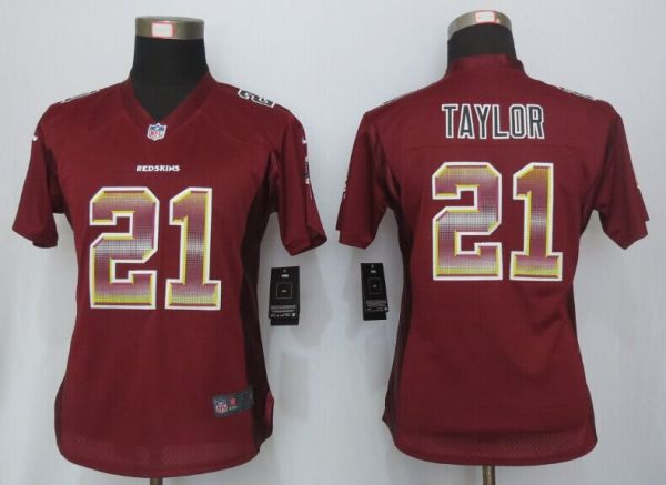 Women New Nike  Washington Red Skins 21 Taylor Red Strobe Elite Jersey