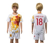 2016 Soccer Spain #18 Jordi Alba Away Kids Jersey