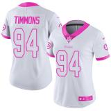 Women NFL Pittsburgh Steelers #94 Timmons White Pink Color Rush Jersey